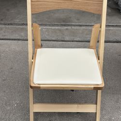 New Wood Folding Chair Color Natural-Ivory  Cushion  $33 Each Chair