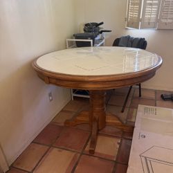 Solid Wood And Tile Breakfast Table 