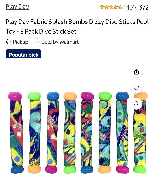 New Pack Of 8 DIVING STICKS. FUN FOR EVERYONE. CASH, PICKUP ONLY