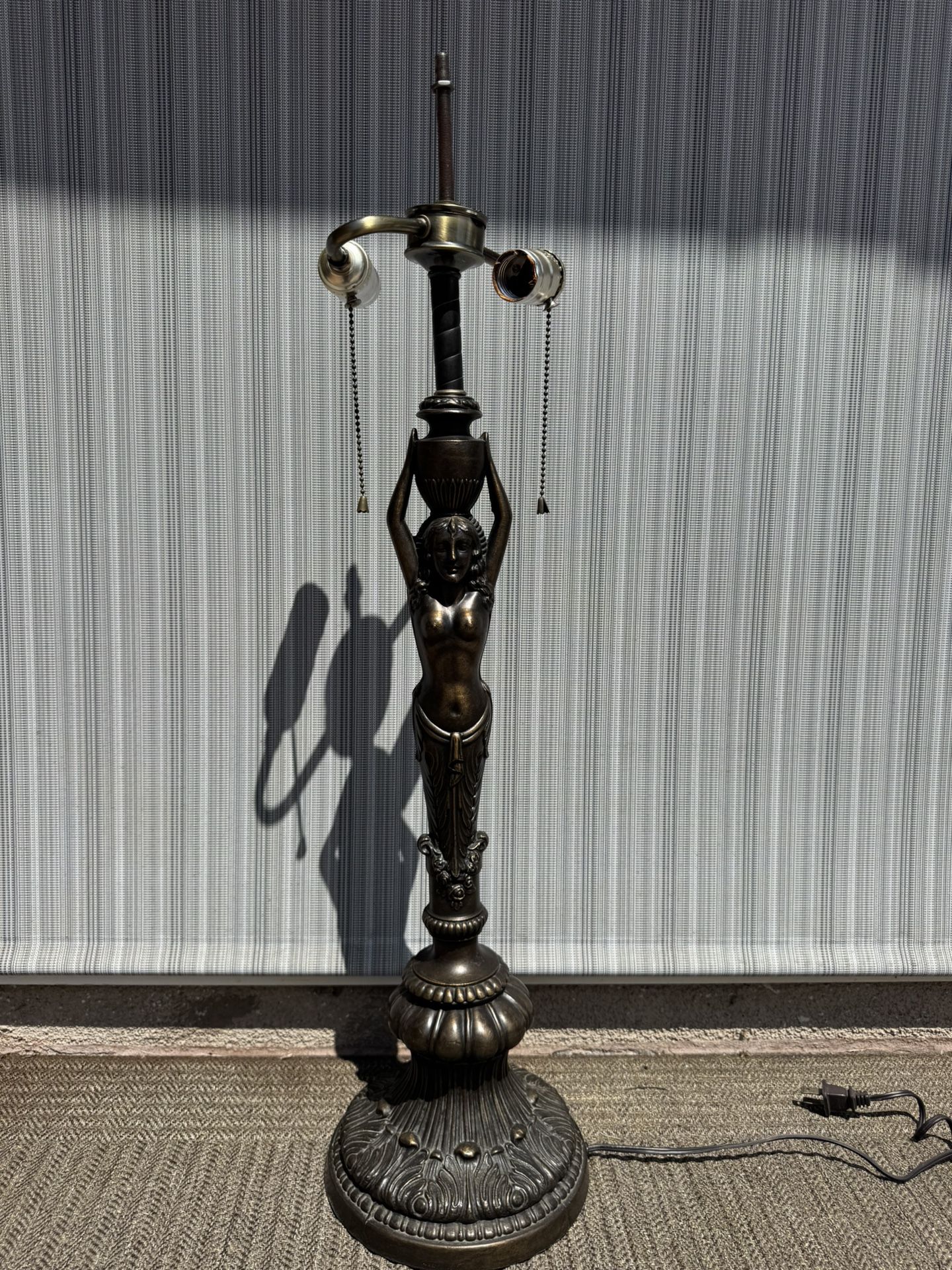 Art Deco Nouveau Bronze Nude Woman Table Lamp Vintage Antique 32” Tall