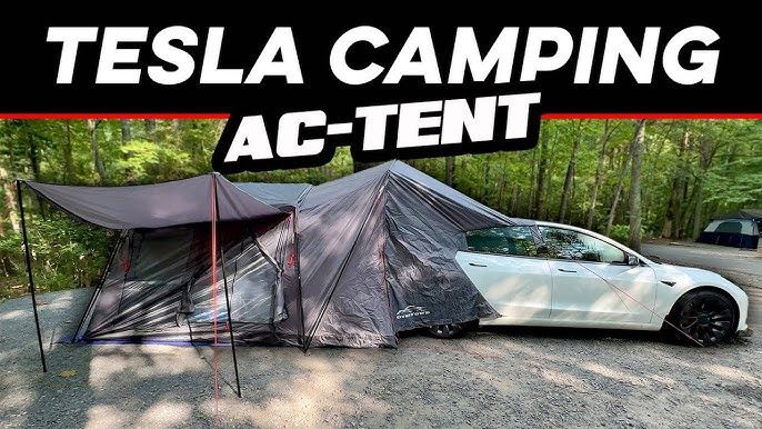 ACtent for Tesla Model 3&Y, Pop-Up SUV Tent w. Awning for Car Camping, Connects to Tesla Tailgate for Air-Conditioning, Sleeps 6 Adults, 10'x