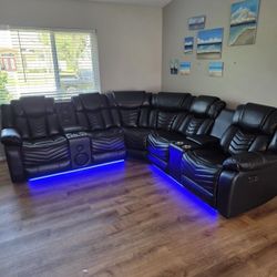 Seccional Reclinable Led Electrico 