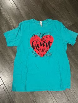 Canvas Teal Teacher T-Shirt It Takes a Big Heart