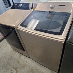 Champagne Samsung Top Load Washer And Gas Dryer Set 