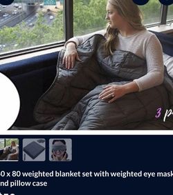 60 x 80 weighted blanket set with weighted eye mask and pillow case