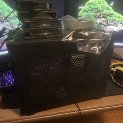gaming pc case with 5 fans, plus cords and tools 