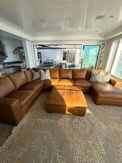 Leather sectional & Ottoman