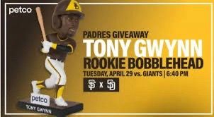 Tony Gwynn San Diego Padres MLB 2025 SGA Bobblehead NIB 1982 Rookie Season