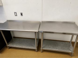 2 Stainless Steel Work Tables with Undershelf – $150 for Both