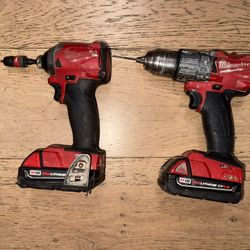 Milwaukee M18 Fuel Hammer Drill And Impact With Batteries 