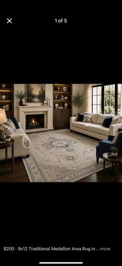 9x12 Area Rugs carpet Rugs Medalian design thick colors beige blue