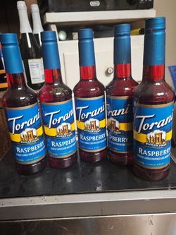 5 Torani sugar free Raspberry syrups