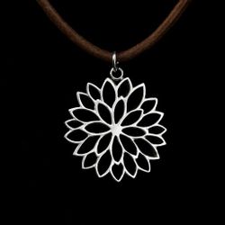 Sterling Silver Jewelry  Pendant - Chrysanthemum