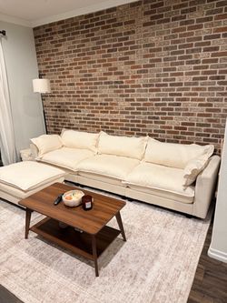 Large Cream Sectional Sofa with ottoman
