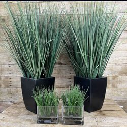 28” Grass Potted Artificial Plant Set