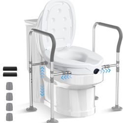 Raised Toilet Seat with Handles,Elevated Toilet Seat Riser for Seniors