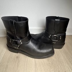 Men's Dingo Rev- Up Short Leather Black E-W Boots Size 12