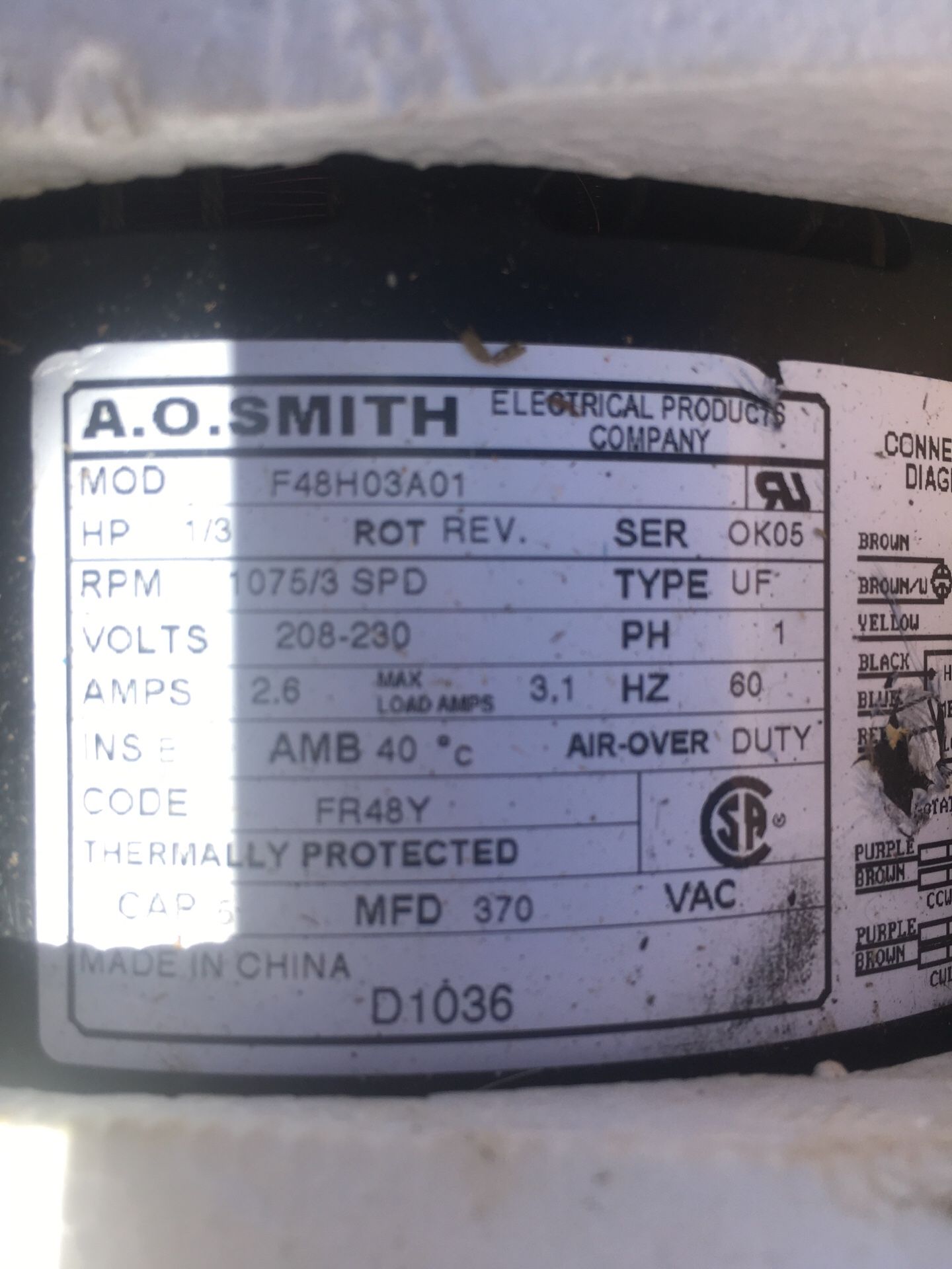 Air conditioning fan motor new $35