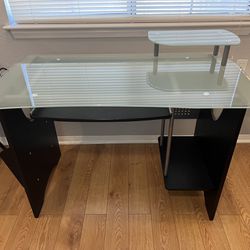 Clouded Tempered Glass Top Computer Desk