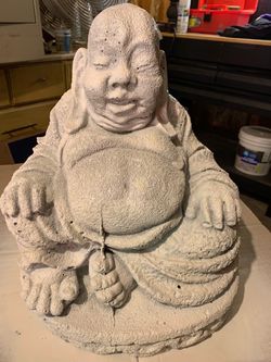 10 w 13 h Large Concrete Laughing Buddha Garden Statue