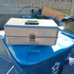 Antique Aluminum Fishing Tackle Box 