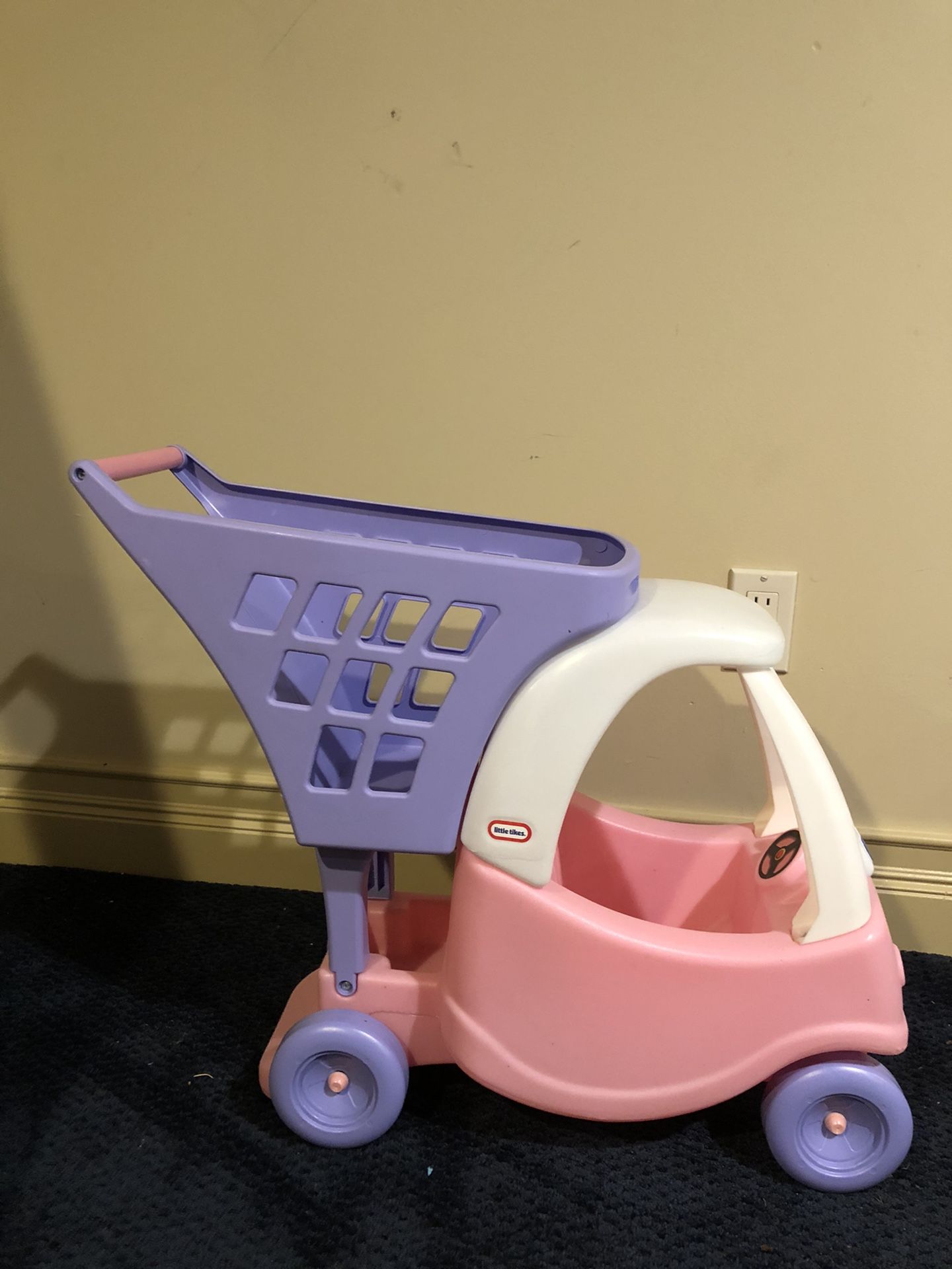 Little Tikes Princess Cozy Coupe Kids Pretend Play Grocery Shopping Cart, Pink