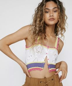 Knitted Stitchy Stripe Hem Cami Top