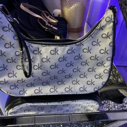 Clay Large Top Zipper Denim Jacquard Signature Convertible Crossbody Bag