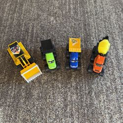 Toy Trucks That Pull Back And Go & 1 Tractor That Makes Noises 