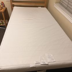 Twin Size Wooden Bed + Ikea Mattress + Box Spring