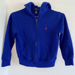 Polo Ralph Lauren Boys Hoodie Blue Sz 8 Full Zip Sweatshirt Pony Logo Youth Kids