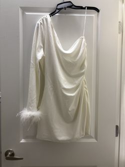 White one shoulder mini dress from Lulus