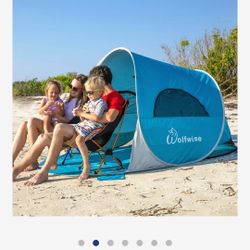 Easy Pop up Beach Tent, Sun Shelter, WolfWise SpiltWave R10  New