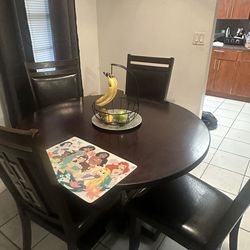 table, chairs, entry stand