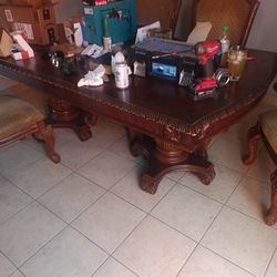 Traditional Wood 6 Seater "TABLE & CHAIRS"