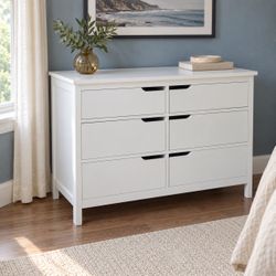 White Dresser – Six Drawers, Easy-to-Match Style