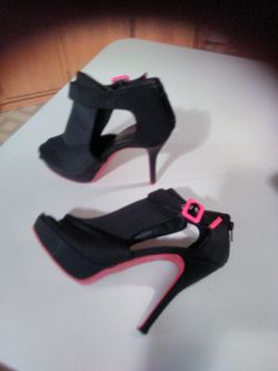 Black and pink heels