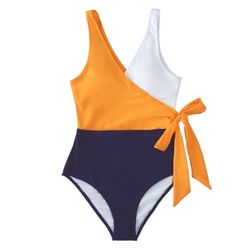 CUPSHE Women's One Piece Swimsuit Wrap Color Block Tie Side Bathing Suit