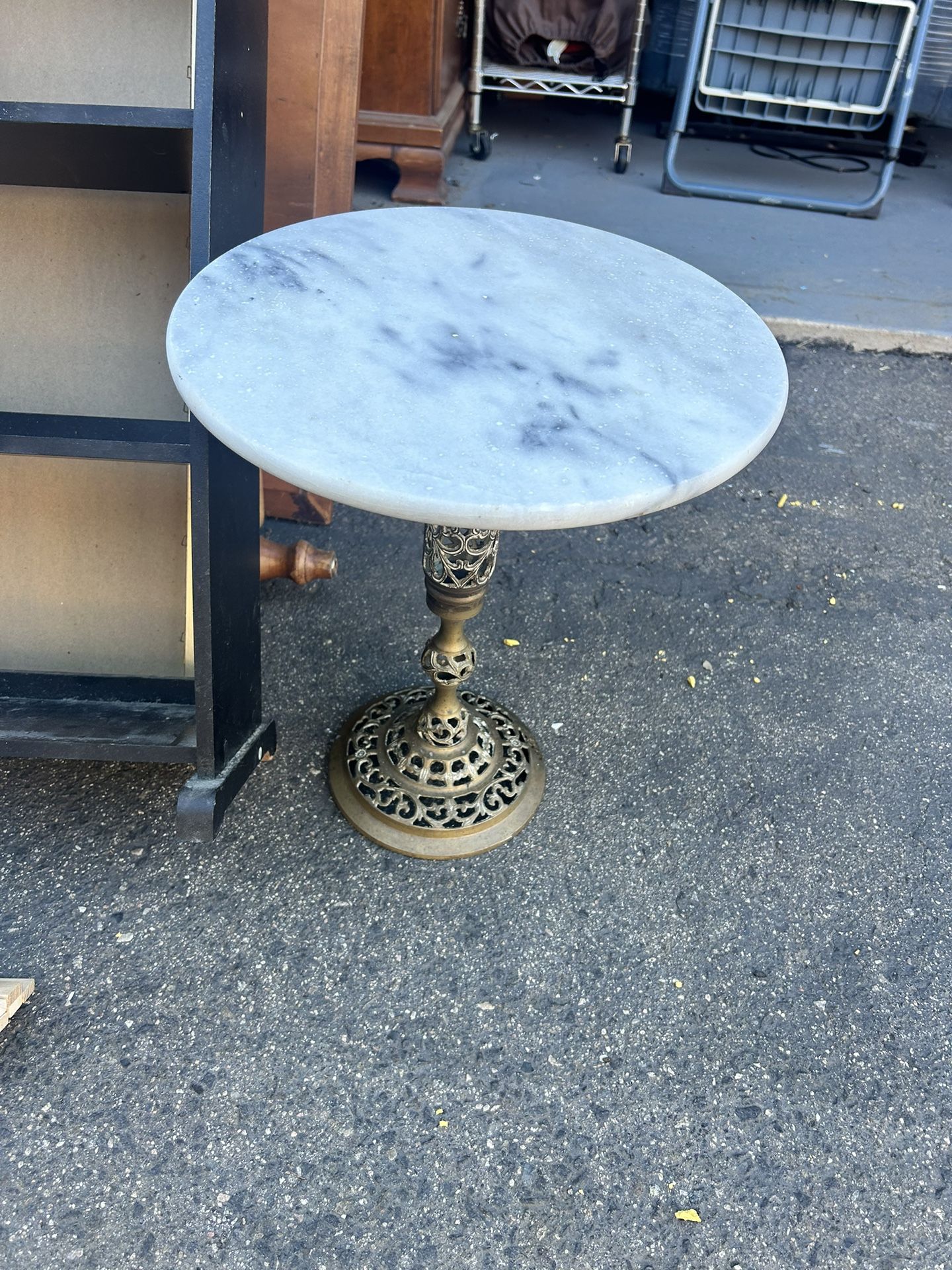 Vintage 1980s Marble & Brass Table