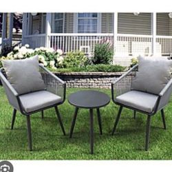 New 3 Piece Rope Patio Bistro Set