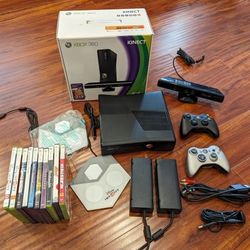 Xbox 360 Set With Kinect, Games And Controllers