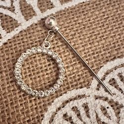 Steel Silver Tone Round Sparkle Crystal Charm Hijab Pin