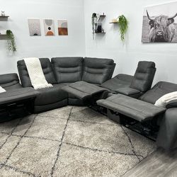 Grey Recliner Sectional Couch - Free Delivery