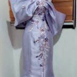 Purple satin mermaid gown