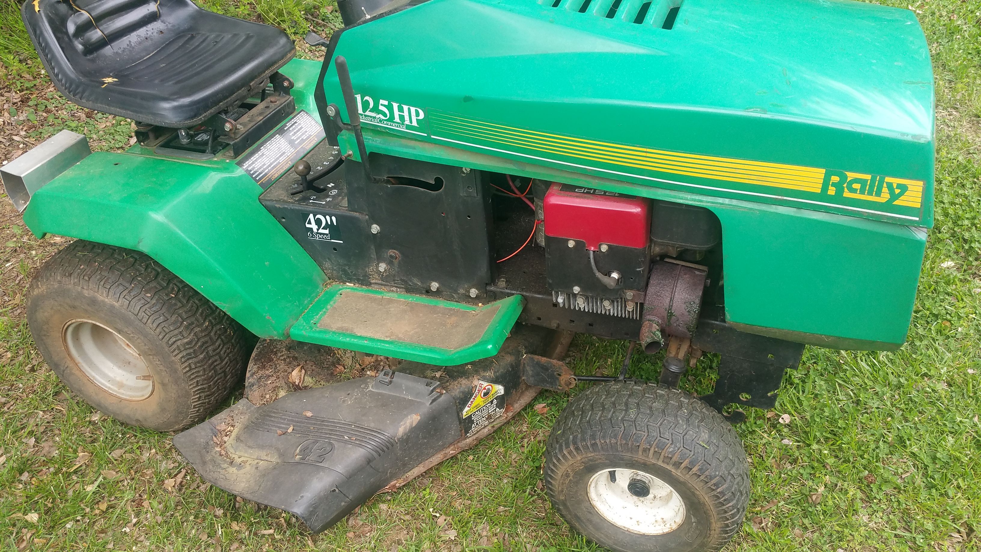 Rally riding lawn mower