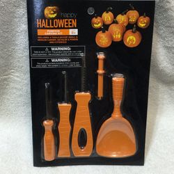 New Happy Halloween PUMPKIN CARVING KIT, includes  5 Carving Tools and 8 Stencils 