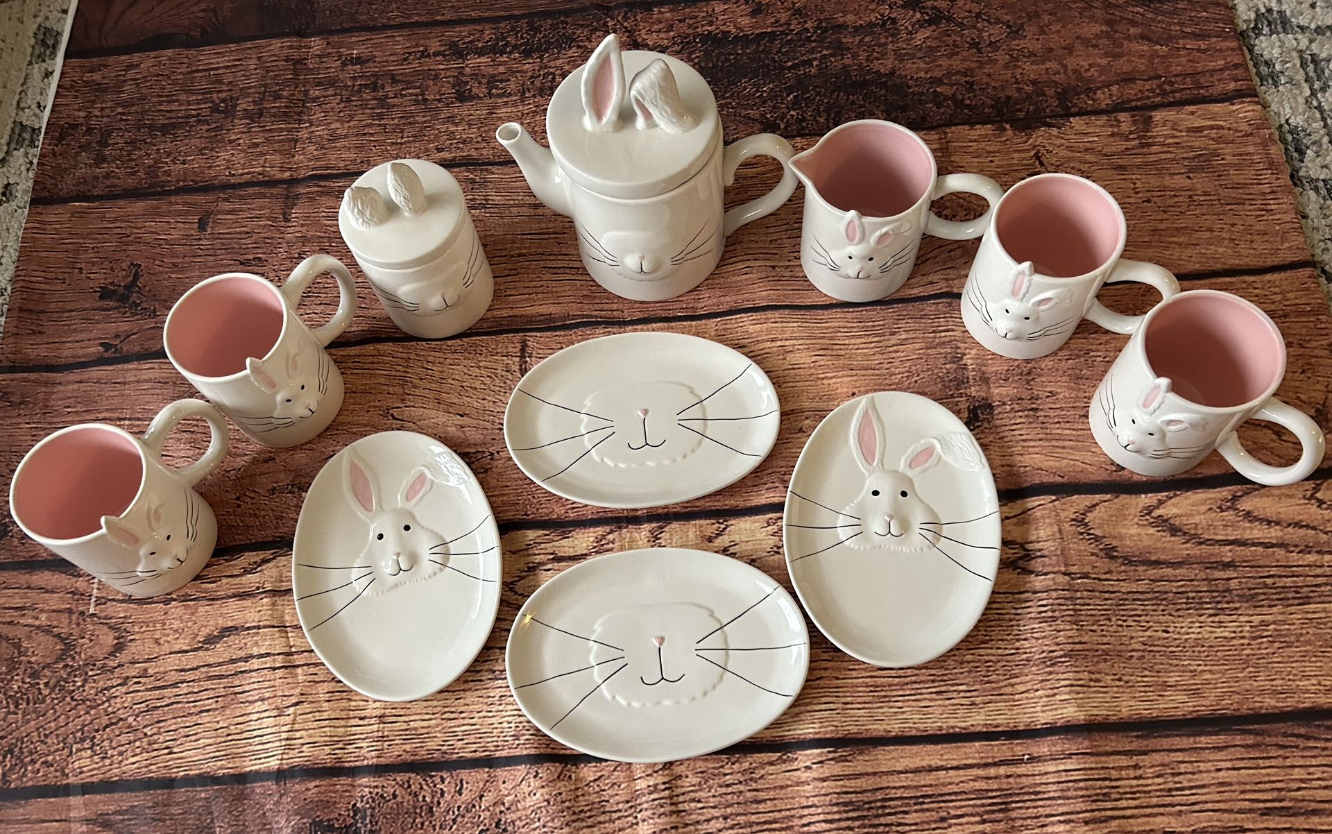 Rae Dunn Whimsy Home by Magenta Easter Bunny Tea Set