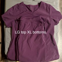 Cherokee Infinity Scrub Set Large Top With Extra Large Bottoms Eggplant 
