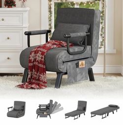 Sleep Chair Bed, Sleeper Chair, Small Folding Sofa Bed, Dark Grey