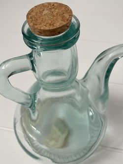 Vintage Glass Syrup Dispenser with Cork Screw Topper
